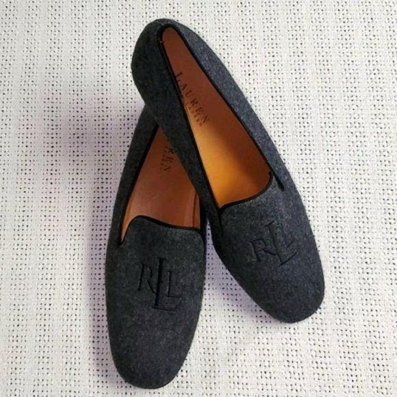 Lauren Ralph Lauren Shoes - Lauren Ralph Lauren Sz. 9 Grey Wool Leather Slip-on Loafer